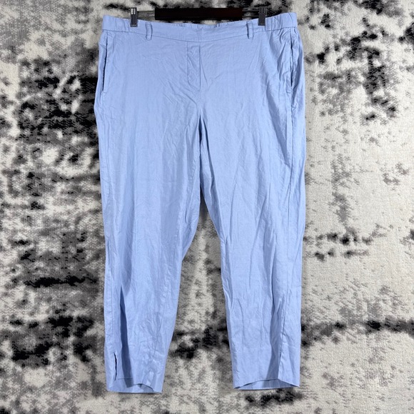 J Jill Linen Stretch Pants Womens 2X Blue Casual Lightweight Comfortable - Picture 1 of 14